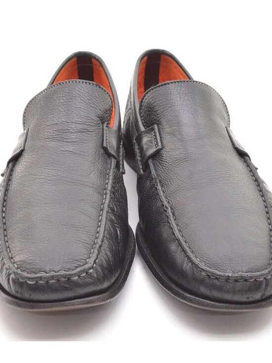 Men Santoni 81747 Black Grain Driving Moc Loafers 9.5 D main image 9